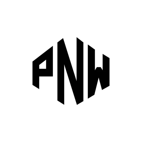 Pnw Logo Ontwerp Met Polygon Vorm Pnw Polygon Kubus Vorm — Stockvector