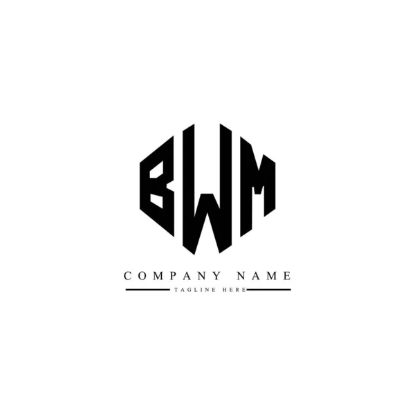 Bwm Letter Logo Design Polygon Shape Bwm Polygon Cube Shape — Stock Vector