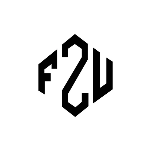 Fzu 문자는 다각형 모양의 디자인이다 Fzu 폴리곤 정육면체 디자인 Fzu — 스톡 벡터