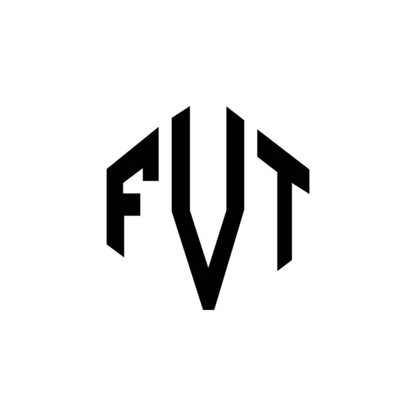 Çokgen Şekilli Fvt Harf Logosu Tasarımı Fvt Çokgen Küp Şeklinde — Stok Vektör