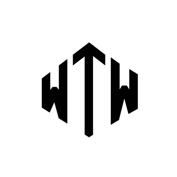 Design Logotipo Letra Wtw Com Forma Polígono Wtw Polígono Design — Vetor de Stock