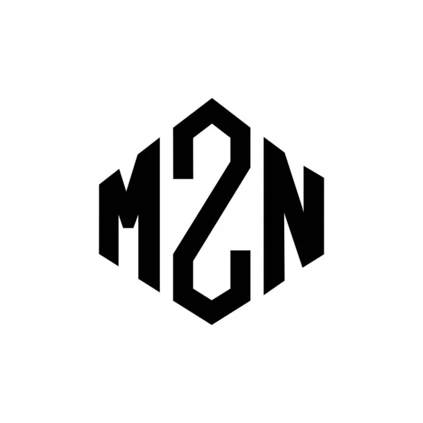 Mzn字母标识设计与多边形 Mzn多边形和立方形标志设计 Mzn六边形矢量标识模板白色和黑色 Mzn商标 商业和房地产标志 — 图库矢量图片
