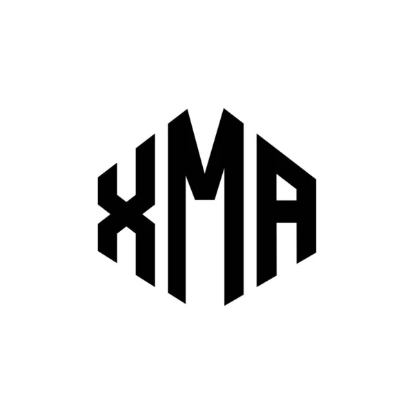 Xma Letter Logo Design Polygon Shape Xma Polygon Cube Shape — Stockvector