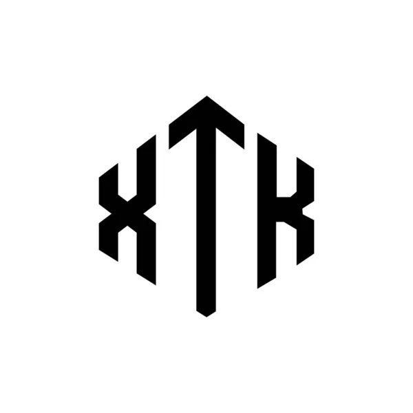 Projeto Logotipo Carta Xtk Com Forma Polígono Xtk Polígono Design — Vetor de Stock