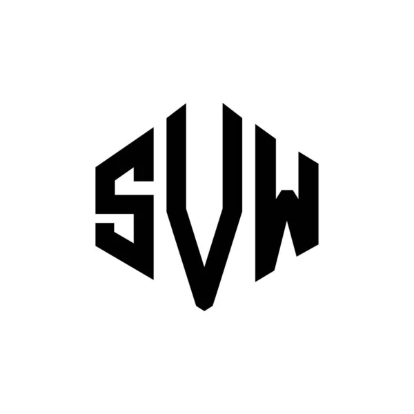 Svw文字のロゴデザインポリゴン形状 Svwポリゴンとキューブ形状のロゴデザイン Svw六角形ベクトルロゴテンプレート白と黒の色 Svwモノグラム ビジネスや不動産のロゴ — ストックベクタ