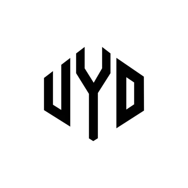 Uyo Letter Logo Design Polygon Shape Uyo Polygon Cube Shape — Stock Vector
