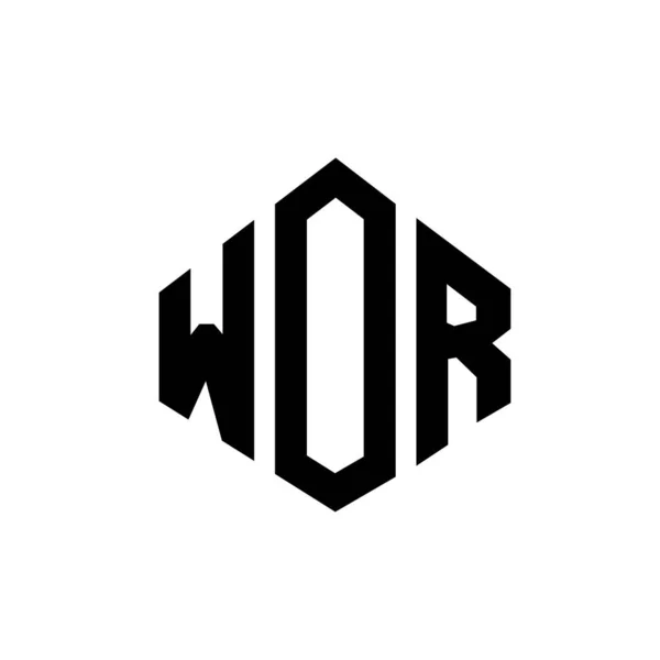 Çokgen Şekilli Wor Harf Logosu Tasarımı Wor Çokgen Küp Şeklinde — Stok Vektör