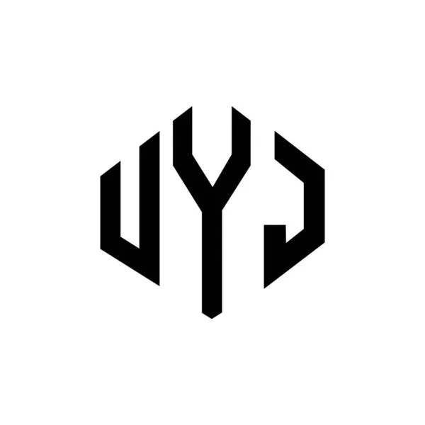 Uyj Letter Logo Design Polygon Shape Uyj Polygon Cube Shape — Stock Vector