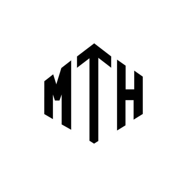 Mth Letter Logo Design Polygon Shape Mth Polygon Cube Shape — Vettoriale Stock