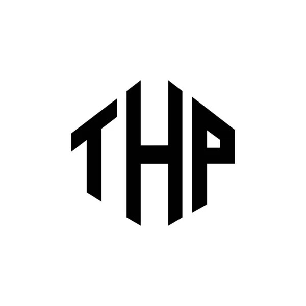 Çokgen Şekilli Thp Harf Logosu Tasarımı Thp Çokgen Küp Şeklinde — Stok Vektör