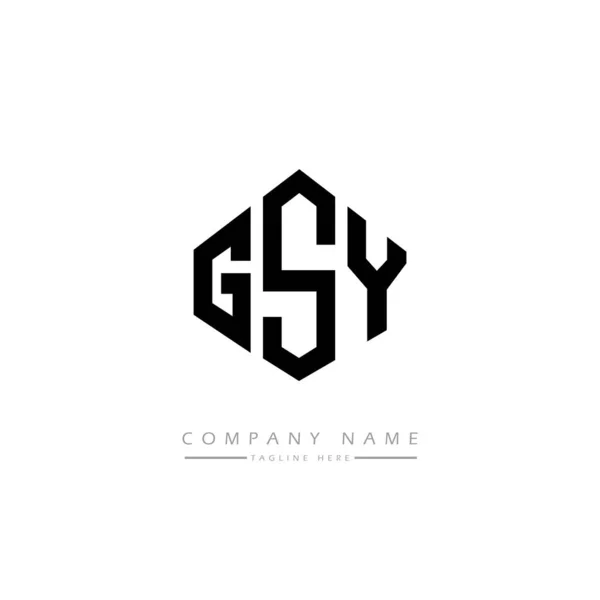 Gsy字母标识设计与多边形 矢量标识模板白色和黑色的颜色 字母表 商业及地产标志 — 图库矢量图片