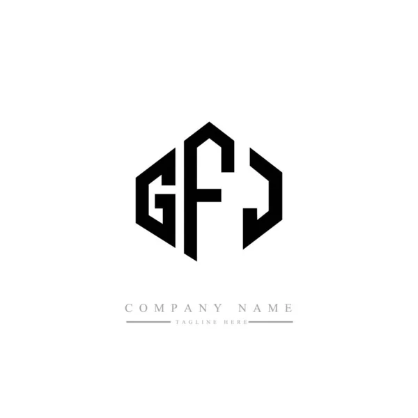 Gfj字母标识设计与多边形 矢量标识模板白色和黑色的颜色 字母表 商业及地产标志 — 图库矢量图片