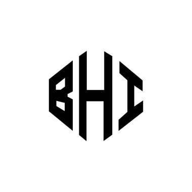 BHI letter logo design with polygon shape. BHI polygon and cube shape logo design. BHI hexagon vector logo template white and black colors. BHI monogram, business and real estate logo.