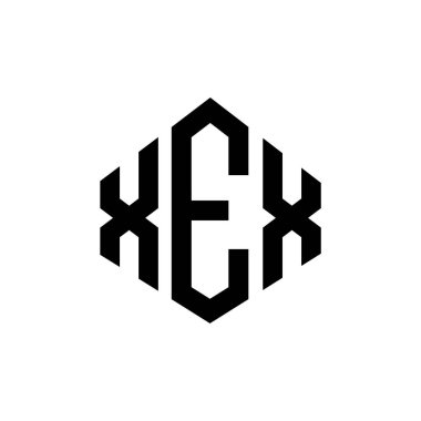 Çokgen şekilli XEX harf logosu tasarımı. XEX çokgen ve küp şeklinde logo tasarımı. XEX altıgen vektör logosu beyaz ve siyah renkler. XEX monogram, iş ve gayrimenkul logosu.