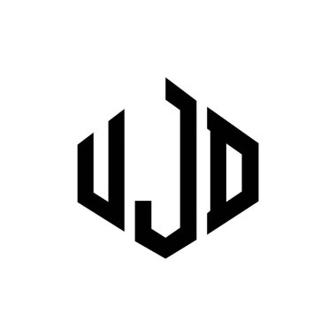 UJD letter logo design with polygon shape. UJD polygon and cube shape logo design. UJD hexagon vector logo template white and black colors. UJD monogram, business and real estate logo.