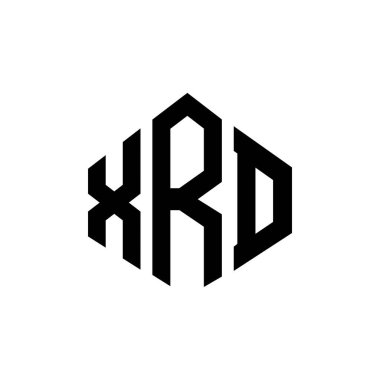 Çokgen şekilli XRD harf logosu tasarımı. XRD çokgen ve küp şeklinde logo tasarımı. XRD altıgen vektör logosu beyaz ve siyah renkler. XRD monogram, iş ve gayrimenkul logosu.