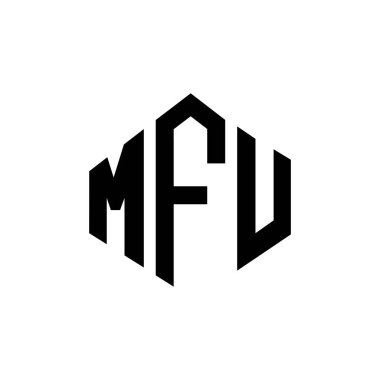 MFU letter logo design with polygon shape. MFU polygon and cube shape logo design. MFU hexagon vector logo template white and black colors. MFU monogram, business and real estate logo.