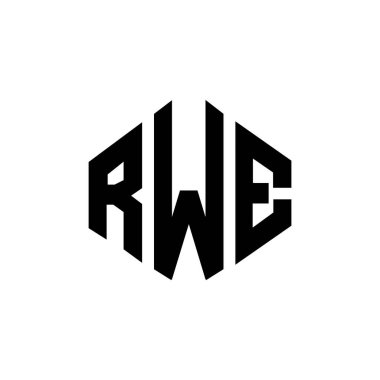 RWE letter logo design with polygon shape. RWE polygon and cube shape logo design. RWE hexagon vector logo template white and black colors. RWE monogram, business and real estate logo.