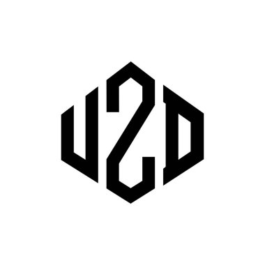 UZD letter logo design with polygon shape. UZD polygon and cube shape logo design. UZD hexagon vector logo template white and black colors. UZD monogram, business and real estate logo.