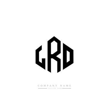 LRO harfleri, çokgen şekilli logo tasarımı. Vektör logosu beyaz ve siyah renklerde. monogram, iş ve gayrimenkul logosu.