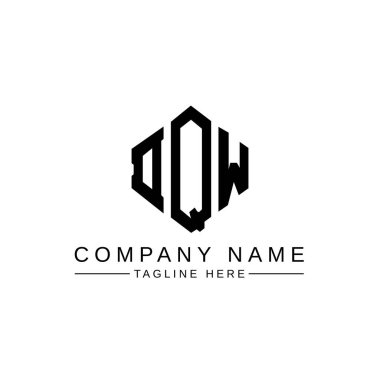 DQW letter logo design with polygon shape. DQW polygon and cube shape logo design. DQW hexagon vector logo template white and black colors. DQW monogram, business and real estate logo.