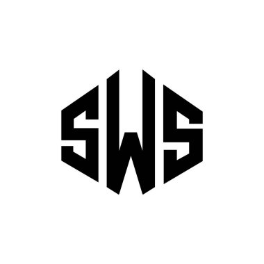 Çokgen şekilli SWS harfi logo tasarımı. SWS çokgeni ve küp şeklinde logo tasarımı. SWS altıgen vektör logosu beyaz ve siyah renkler. SWS monogramı, iş ve emlak logosu.