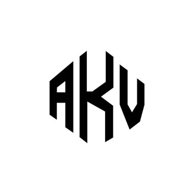 AKV letter logo design with polygon shape. AKV polygon and cube shape logo design. AKV hexagon vector logo template white and black colors. AKV monogram, business and real estate logo.