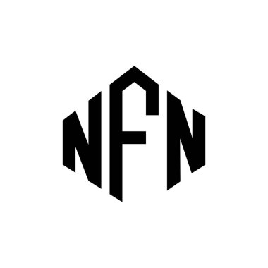 NFN letter logo design with polygon shape. NFN polygon and cube shape logo design. NFN hexagon vector logo template white and black colors. NFN monogram, business and real estate logo.