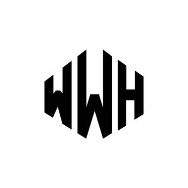 WWH letter logo design with polygon shape. WWH polygon and cube shape logo design. WWH hexagon vector logo template white and black colors. WWH monogram, business and real estate logo.