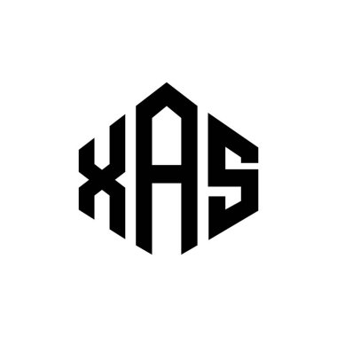 XAS letter logo design with polygon shape. XAS polygon and cube shape logo design. XAS hexagon vector logo template white and black colors. XAS monogram, business and real estate logo.