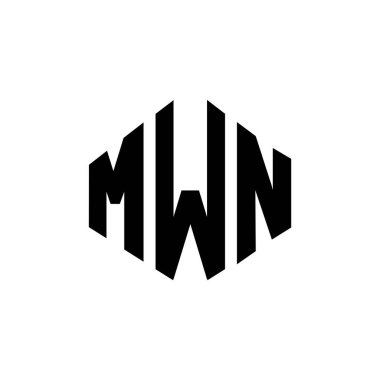 Çokgen şekilli MWN harf logosu tasarımı. MWN çokgen ve küp şeklinde logo tasarımı. MWN altıgen vektör logosu beyaz ve siyah renkler. MWN monogram, iş ve gayrimenkul logosu.