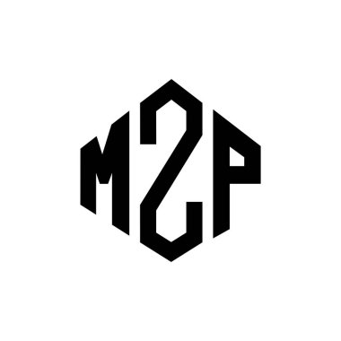 Çokgen şekilli MZP harf logosu tasarımı. MZP çokgen ve küp şeklinde logo tasarımı. MZP altıgen vektör logosu beyaz ve siyah renkler. MZP monogramı, iş ve emlak logosu.