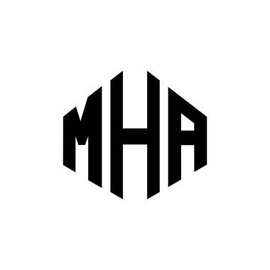 MHA letter logo design with polygon shape. MHA polygon and cube shape logo design. MHA hexagon vector logo template white and black colors. MHA monogram, business and real estate logo.