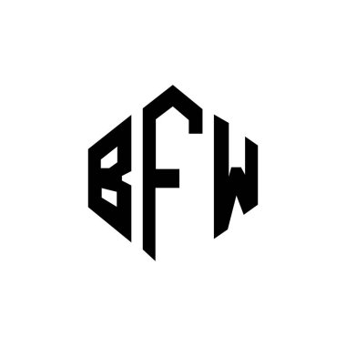 BFW letter logo design with polygon shape. BFW polygon and cube shape logo design. BFW hexagon vector logo template white and black colors. BFW monogram, business and real estate logo.