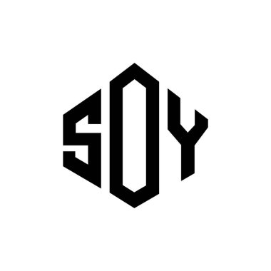 Çokgen şekilli SOY harf logosu tasarımı. SOY çokgen ve küp şeklinde logo tasarımı. SOY altıgen vektör logosu beyaz ve siyah renkler. SOY monogram, iş ve gayrimenkul logosu.