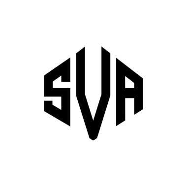 SVA letter logo design with polygon shape. SVA polygon and cube shape logo design. SVA hexagon vector logo template white and black colors. SVA monogram, business and real estate logo.