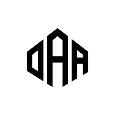 Çokgen şekilli OAA harf logosu tasarımı. OAA çokgen ve küp şeklinde logo tasarımı. OAA altıgen vektör logosu beyaz ve siyah renkler. OAA monogramı, iş ve emlak logosu.