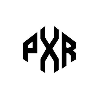 PXR letter logo design with polygon shape. PXR polygon and cube shape logo design. PXR hexagon vector logo template white and black colors. PXR monogram, business and real estate logo.