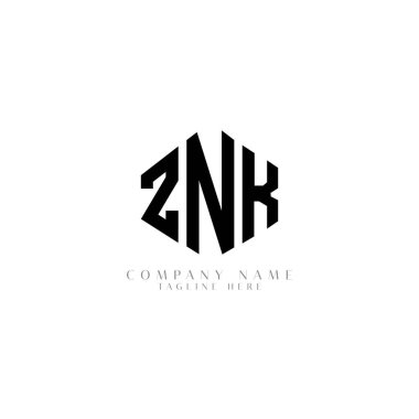 ZNK letter logo design with polygon shape. ZNK polygon and cube shape logo design. ZNK hexagon vector logo template white and black colors. ZNK monogram, business and real estate logo.