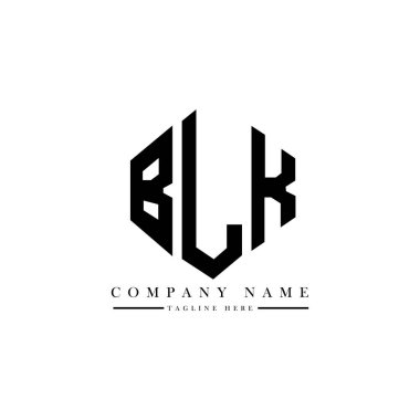 BLK letter logo design with polygon shape. BLK polygon and cube shape logo design. BLK hexagon vector logo template white and black colors. BLK monogram, business and real estate logo.