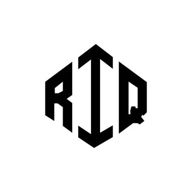 RIQ letter logo design with polygon shape. RIQ polygon and cube shape logo design. RIQ hexagon vector logo template white and black colors. RIQ monogram, business and real estate logo.