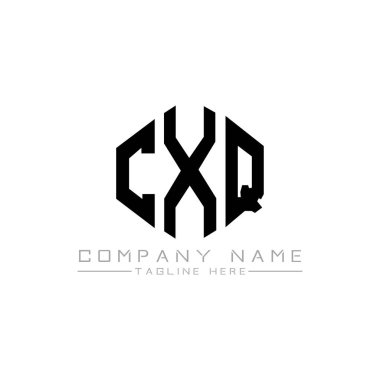 CXQ letter logo design with polygon shape. CXQ polygon and cube shape logo design. CXQ hexagon vector logo template white and black colors. CXQ monogram, business and real estate logo.