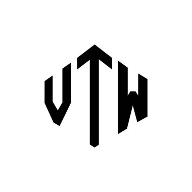 Çokgen şekilli VTW harf logosu tasarımı. VTW çokgen ve küp şeklinde logo tasarımı. VTW altıgen vektör logosu beyaz ve siyah renkler. VTW monogram, iş ve emlak logosu.