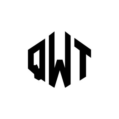 QWT letter logo design with polygon shape. QWT polygon and cube shape logo design. QWT hexagon vector logo template white and black colors. QWT monogram, business and real estate logo.