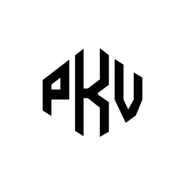 PKV letter logo design with polygon shape. PKV polygon and cube shape logo design. PKV hexagon vector logo template white and black colors. PKV monogram, business and real estate logo.