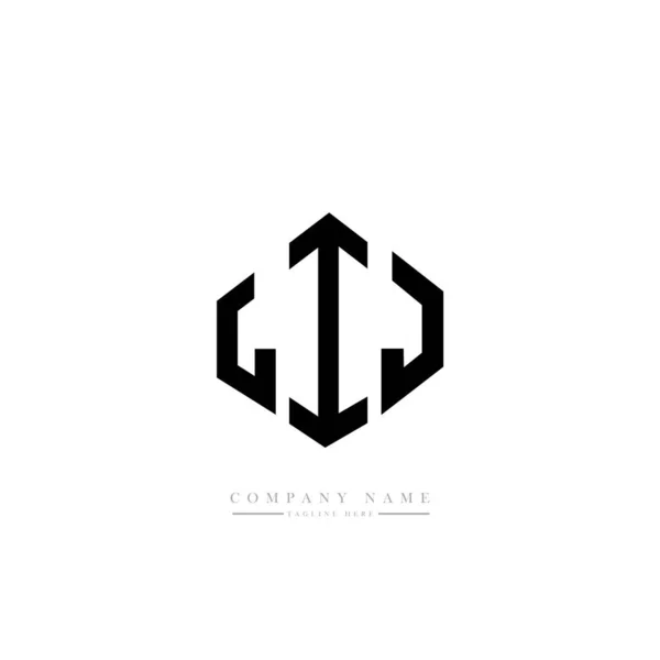 Lij Harfleri Çokgen Şekilli Logo Tasarımı Vektör Logosu Beyaz Siyah — Stok Vektör