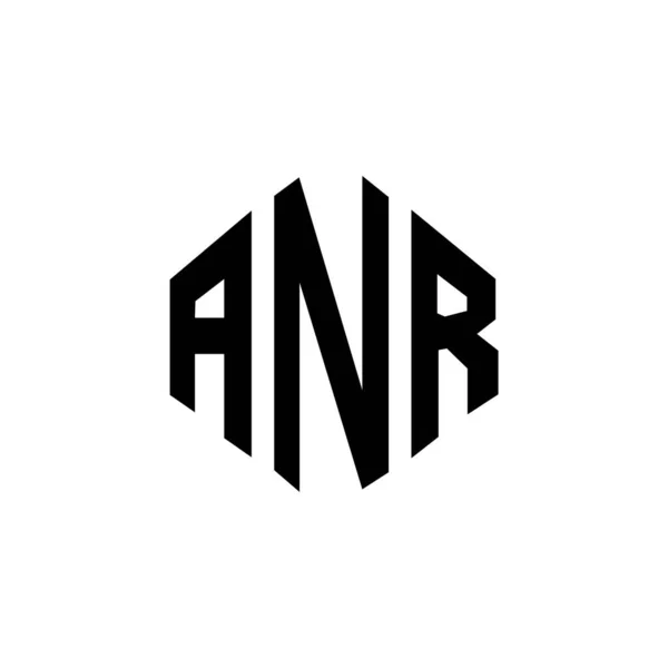 采用多边形图案的Anr字母标识设计 Anr多边形和立方形标志设计 Anr六边形矢量标识模板白色和黑色 Anr主题 商业和房地产标识 — 图库矢量图片