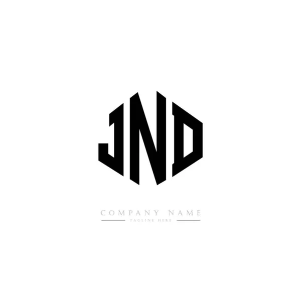 带有多边形的Jnd字母标识设计 Jnd多边形和立方形标志设计 Jnd六边形矢量标识模板白色和黑色的颜色 Jnd Mongram Business Real Estate Logo — 图库矢量图片