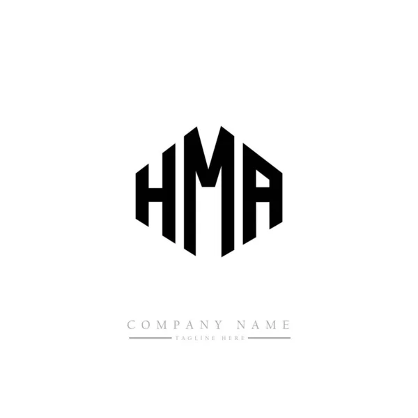 Hma字母标识设计与多边形 Hma多边形和立方形标志设计 Hma六边形矢量标识模板白色和黑色 Hma字母表 商业和房地产标志 — 图库矢量图片