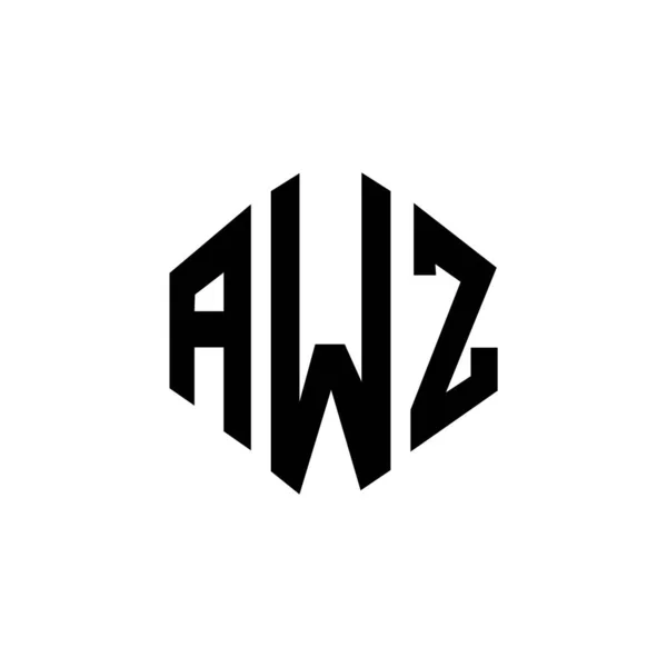 Awz字母标识设计与多边形 Awz多边形和立方形标志设计 Awz六边形矢量标识模板白色和黑色 Awz主题图 商业和房地产标志 — 图库矢量图片